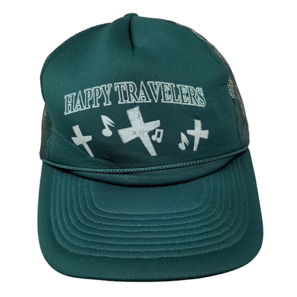 Cobra Caps Men's Snapback Mesh Back Hat Green Size OSFA Happy Travelers Logo
